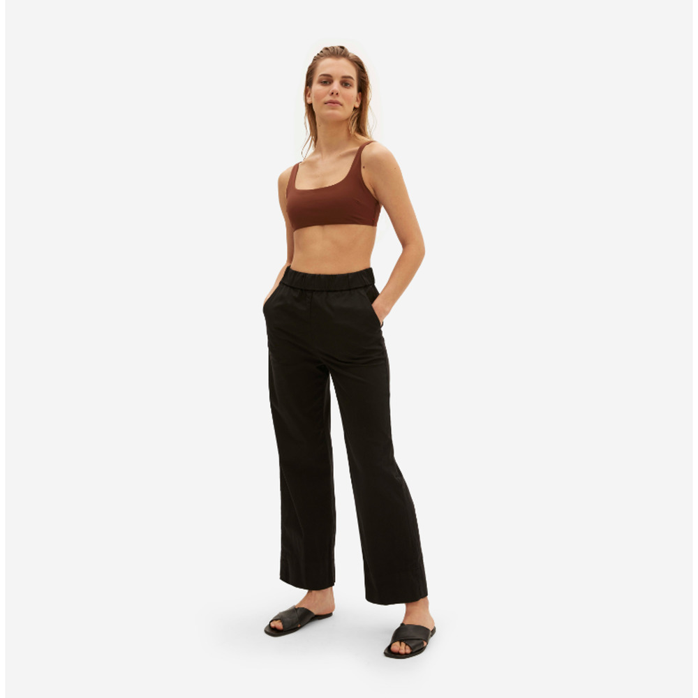 Everlane Womens The Easy Pant Sz 10 Elastic Waist Straight Leg Chino Black NWT